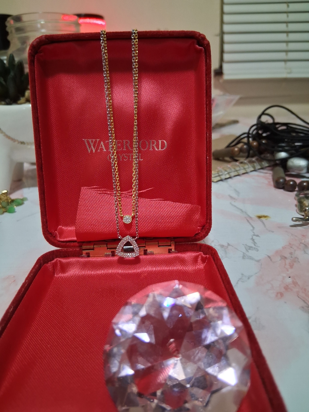 Waterford Gold-Tone Teardrop Crystal Pendant Necklace